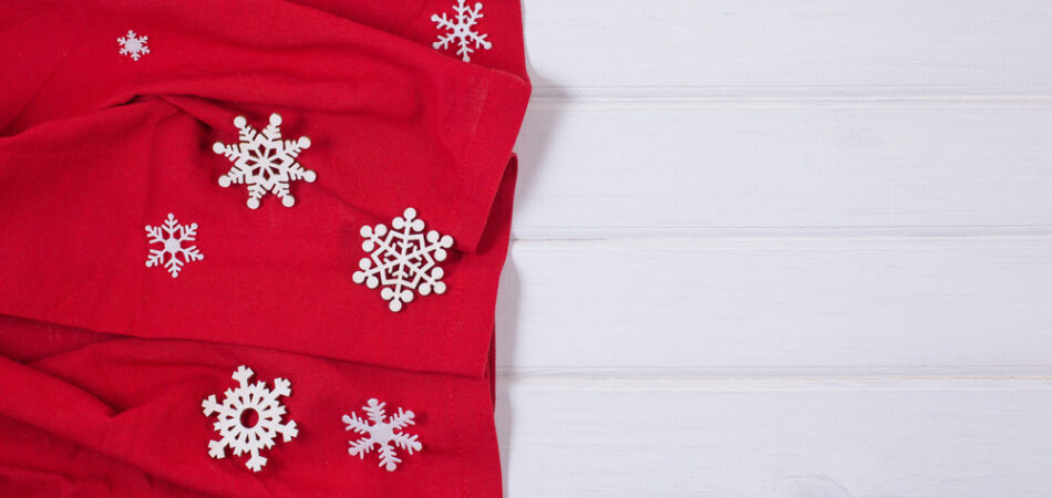 Festive,christmas,kitchen,tablecloth,or,napkin,on,wooden,background.,copy